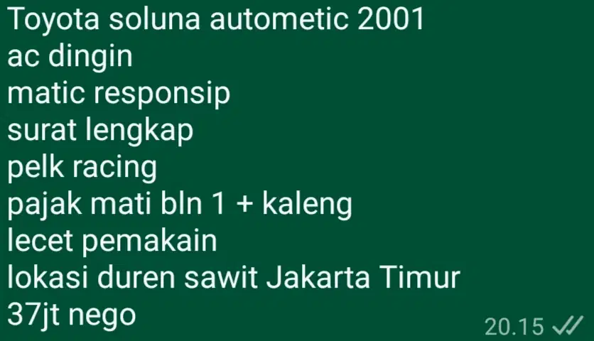 Toyota Soluna 2001 Bensin