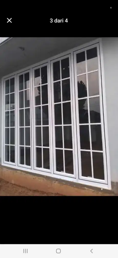 Jendela aluminium ornamen T200cm L300cm 5 daun hrg plus pasang 7,4 jt