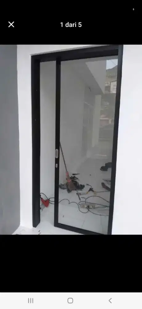 Pintu geser aluminium kaca T210cm L90cm harga terpasangnya 2,3 jt /pcs