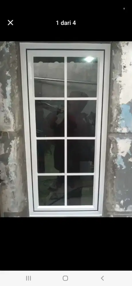 Kusen jendela alumunium ornamen T150cm L60cm hrg include pasang 1,4 jt