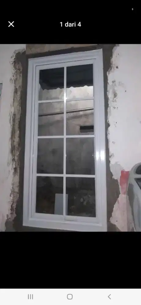 Kusen jendela aluminium ornamen T150cm L60cm harga plus pasang 1,4 jt