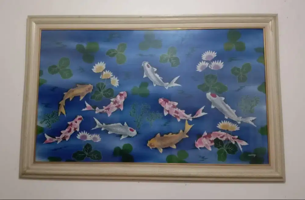 Lukisan 9 (Sembilan) Ekor Ikan Koi Feng Shui Chinese