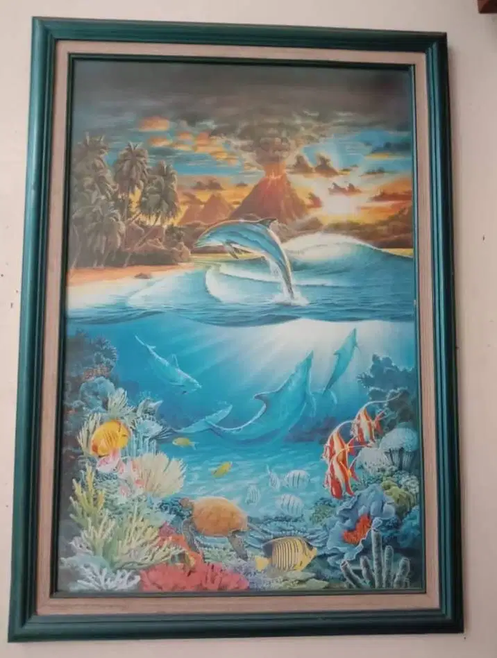 Lukisan Lumba-Lumba Dolphins in the Lagoon Figured'Art Tema Lautan