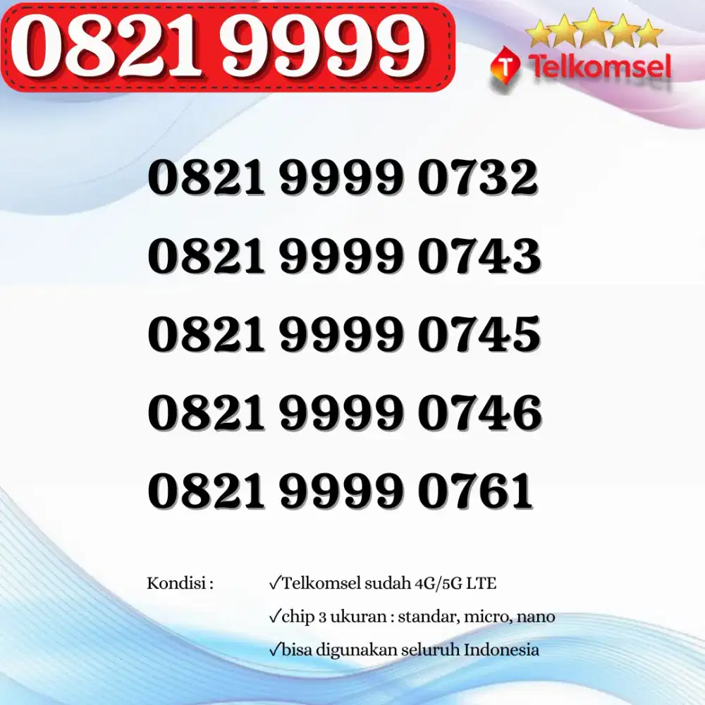 Kartu perdana Telkomsel 4G/5G nomor cantik KWARTET