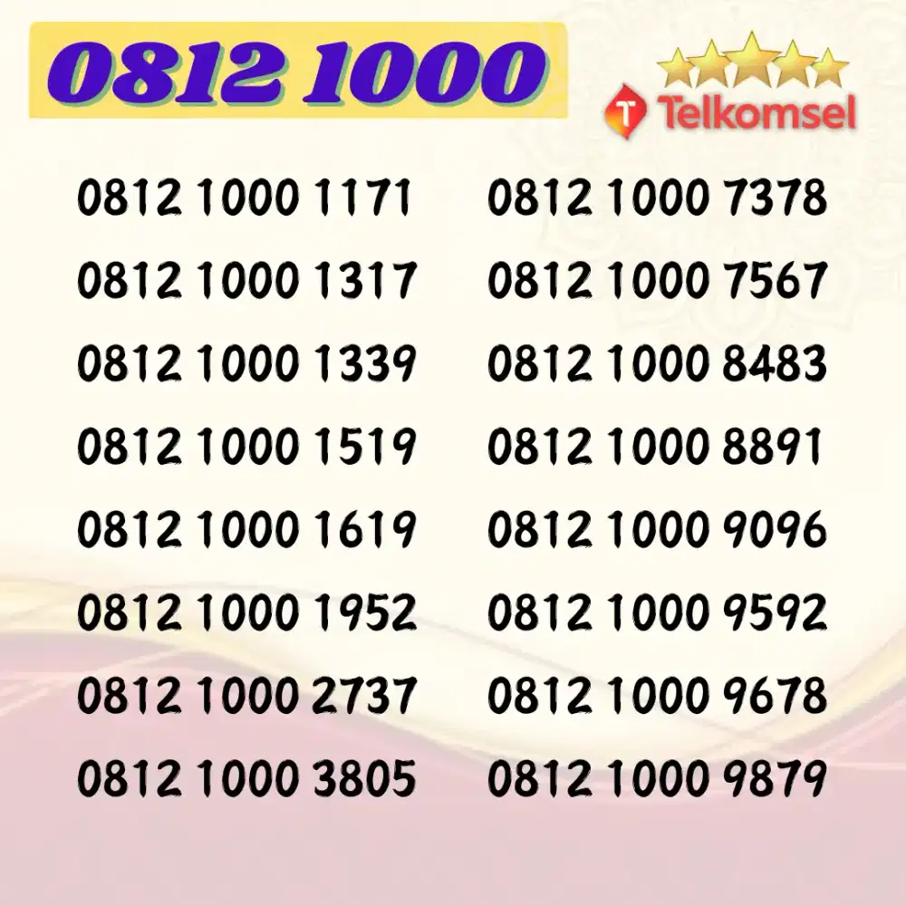 Nomor cantik simpati telkomsel seri 1000 super rapi murah