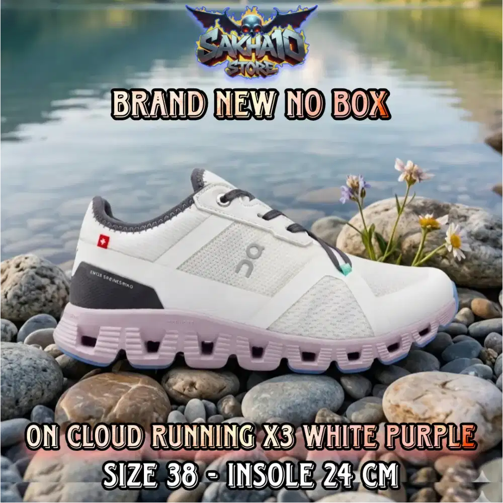 SEPATU WANITA/PRIA RUNNING/OLAHRAGA ON CLOUD X3 WHITE PURPLE