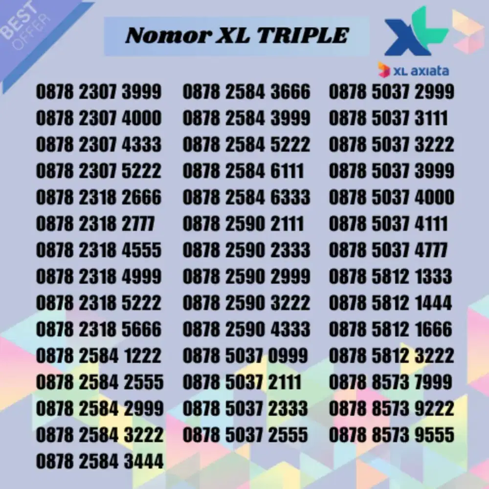 Kartu Xl axiata 5G triple free kuota 3Gb