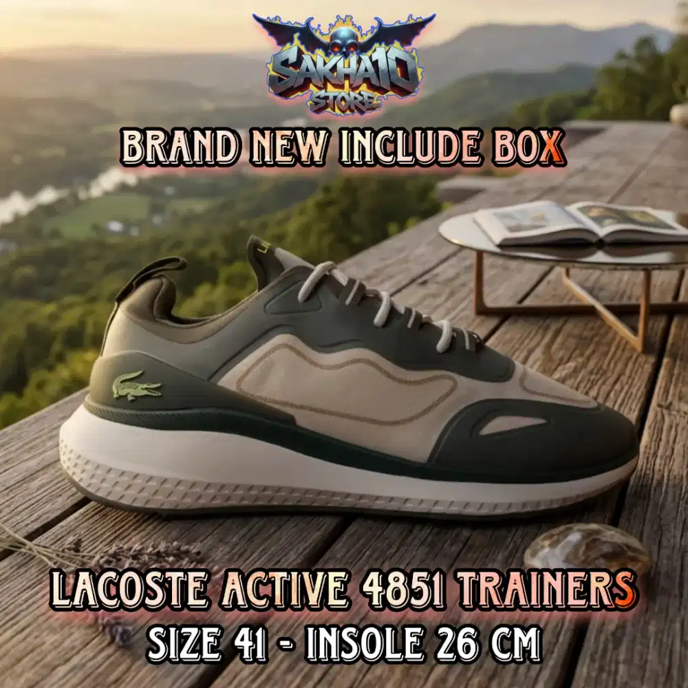 SEPATU RUNNING/TRAILRUN PRIA/WANITA LAC0STE GREEN CREAM