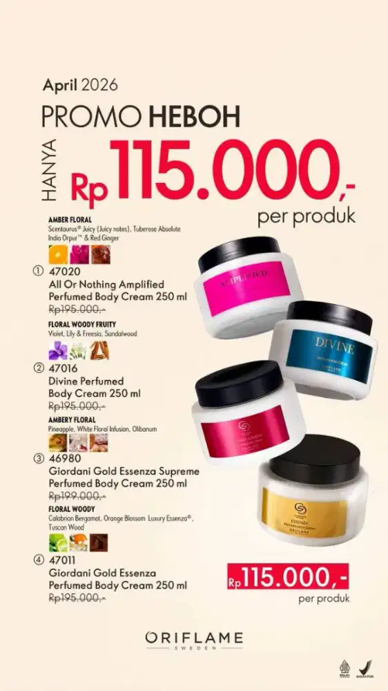 PROMO BODY CREAM ORIFLAME