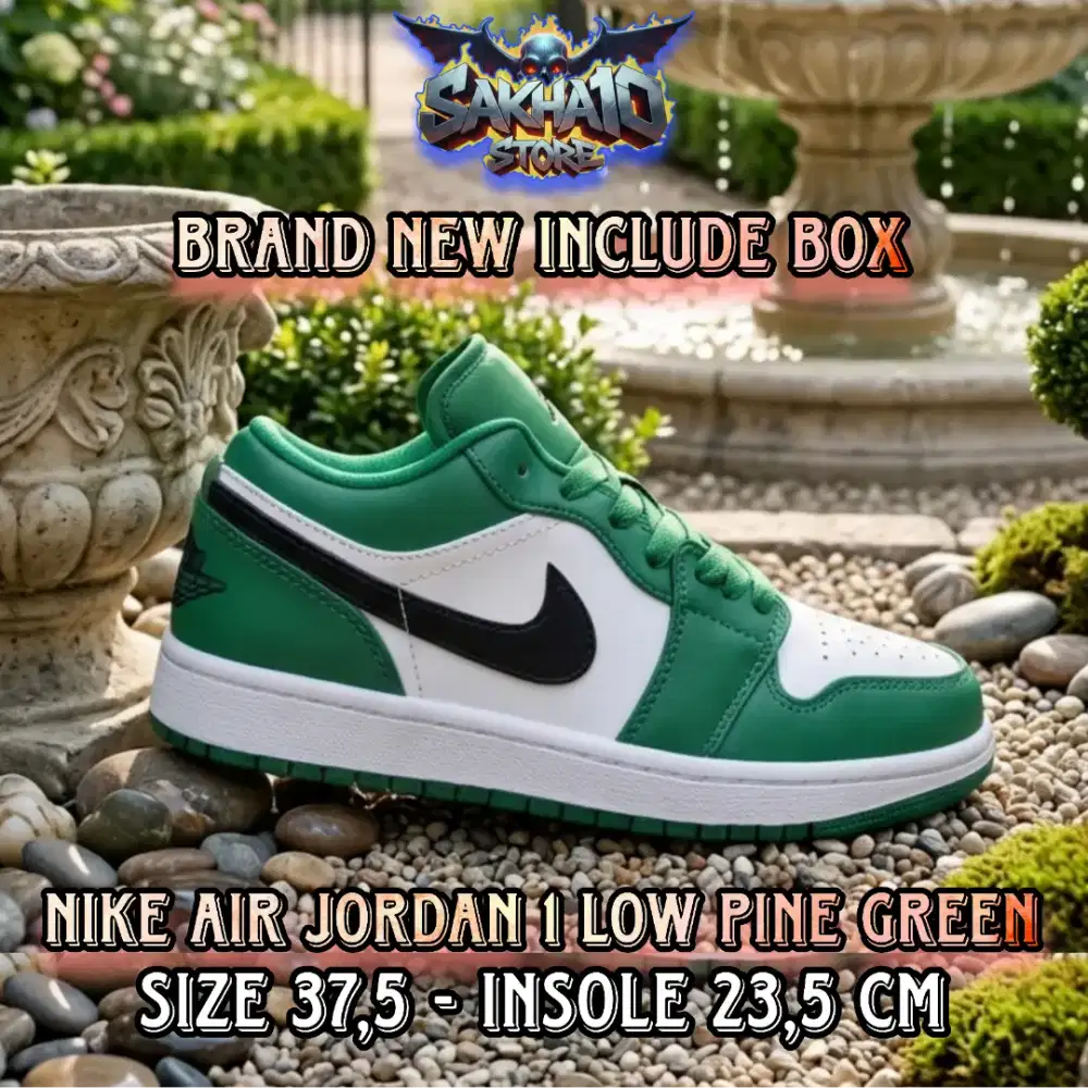 SEPATU WANITA/PRIA CASUAL N1KE AIR JORDAN 1 LOW GREEN WHITE