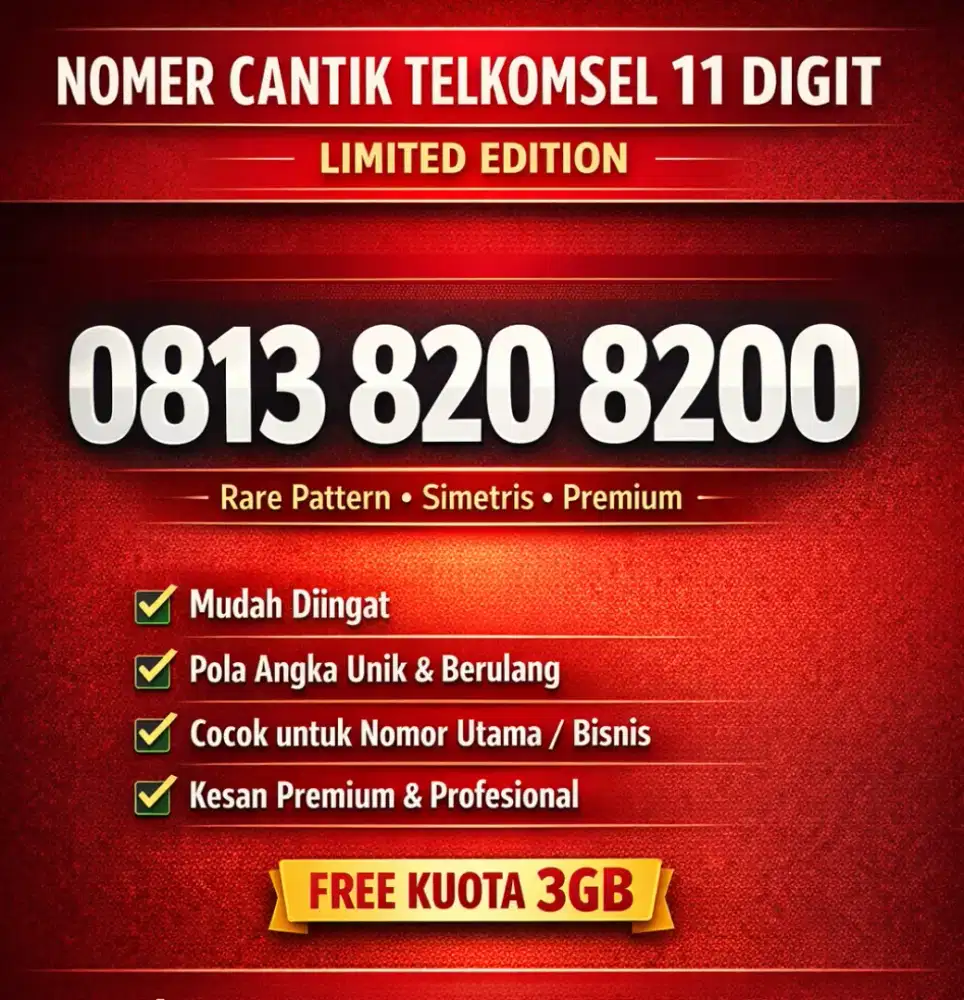 Kartu Perdana Cantik telkomsel 11 digit 820 8200
