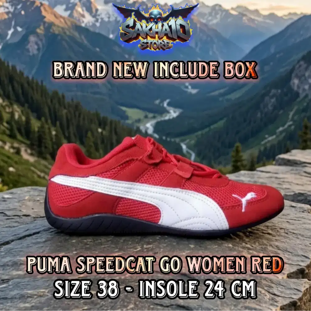 SEPATU WANITA CASUAL SLIP ON PUM4 SPEEDCAT GO RED