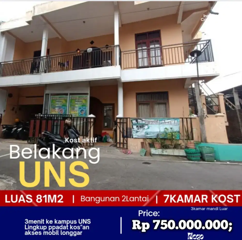 Kost dijual Belakang UNS