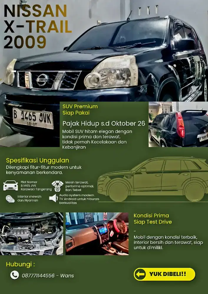Nissan Xtrail T31 Tahun 2009 AT Mulus rawatan