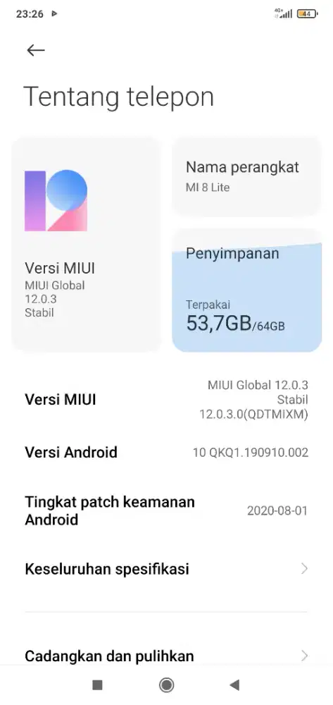 Jual hp xiaomi mi lite 8