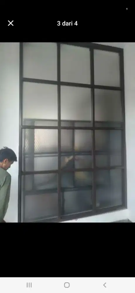 Partisi kusen kaca mati T250cm L250cm harga kepasang 3,9 jt / set