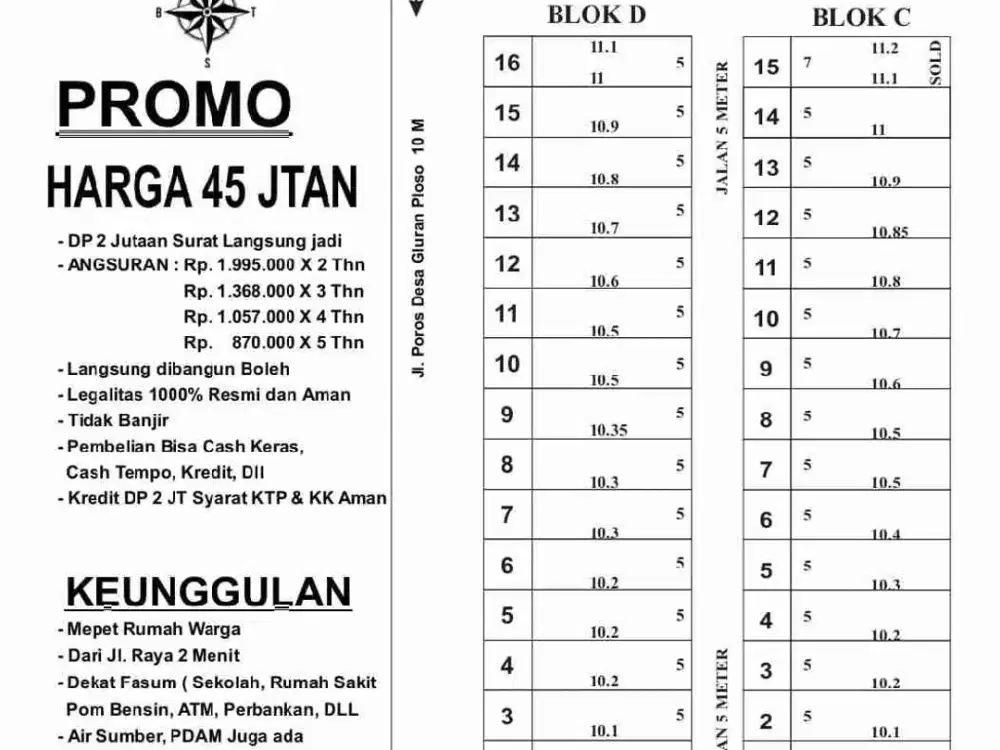 promo 38jtan  opening kavling baru buka lokasi di gluran ploso 18 menit dari benowo sby barat