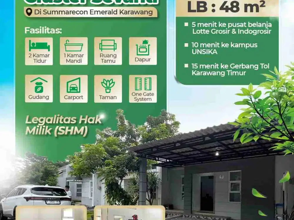 Dijual Rumah Cluster Sevanti di Summarecon Emerald Karawang,sertifikat SHM