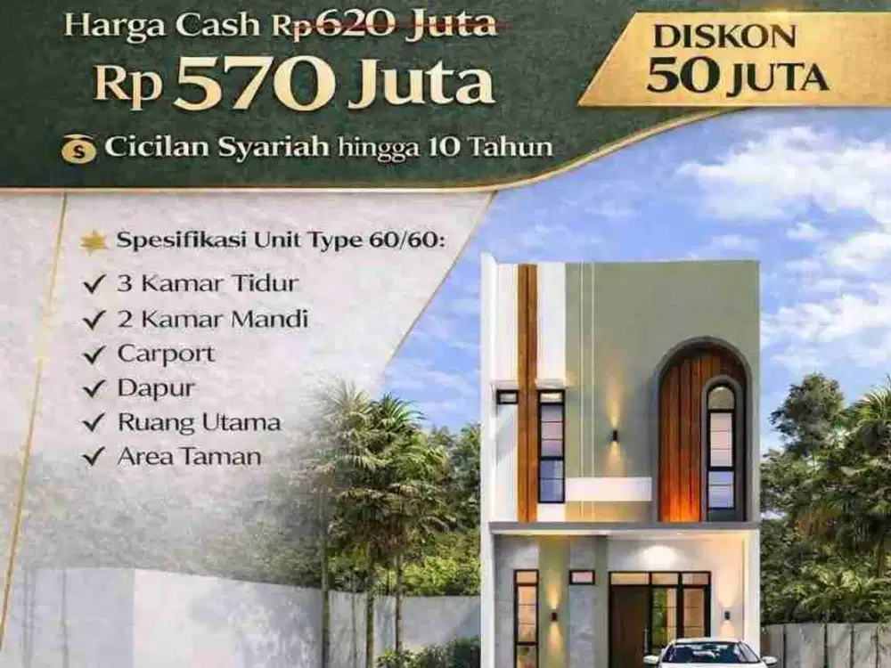 Jual Rumah Baru Cluster di Cileunyi Bandung Timur 2 lantai Dekat Tol Murah, Dijual