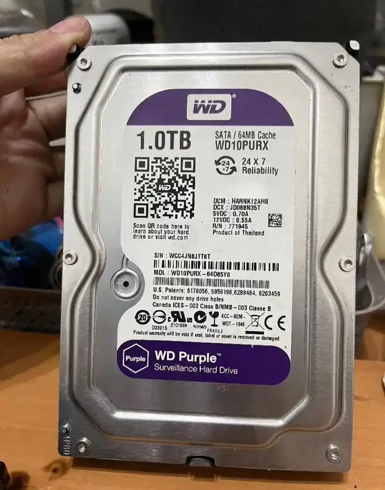 HDD Desktop 1Tera Hard Disk 1TB WD Purple PC Normal