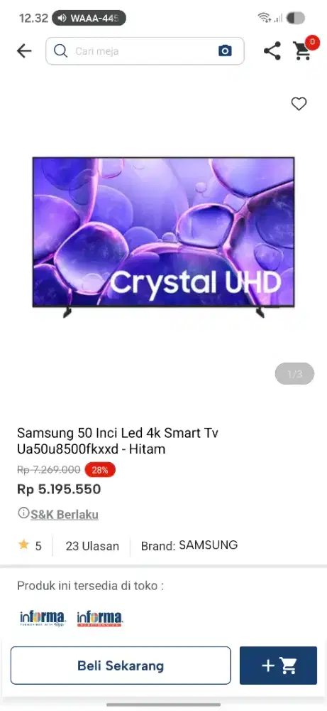 Ready stok tv samsung 50 inc smart tv