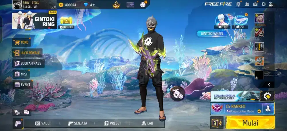 Akun free fire SG 7 rasa