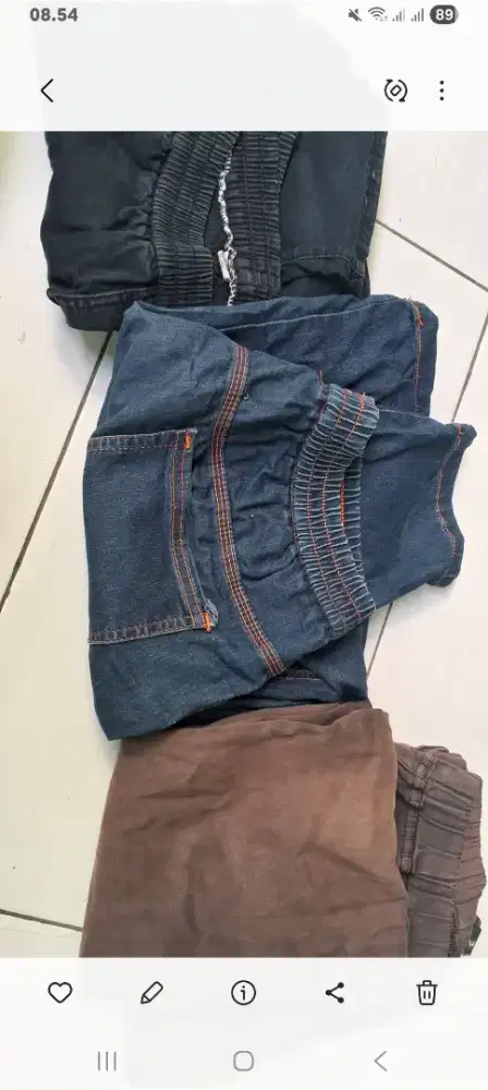 3 Celana jeans pinggang karet Jumbo