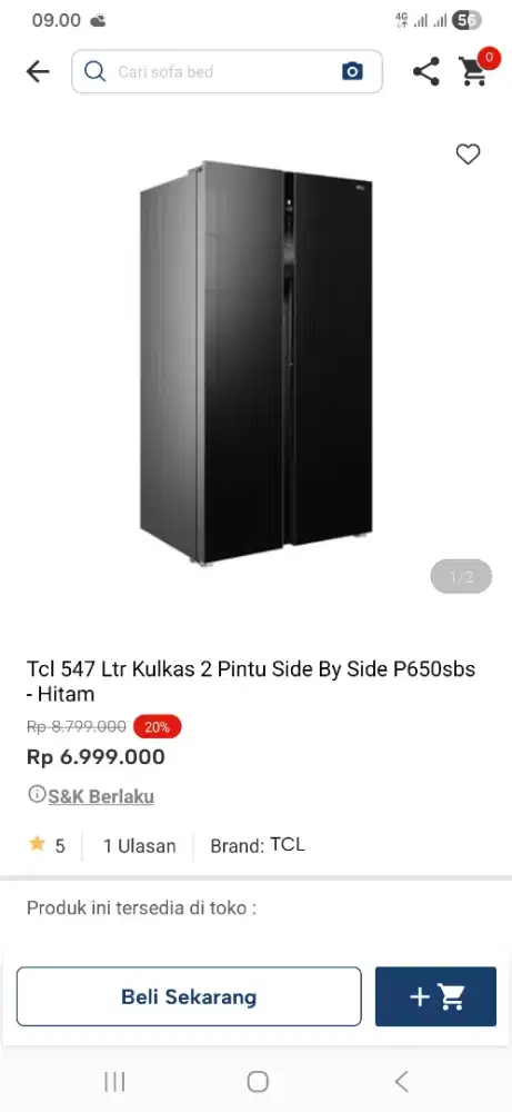 Tcl 547 liter kulkas 2 pintu p650sbs
