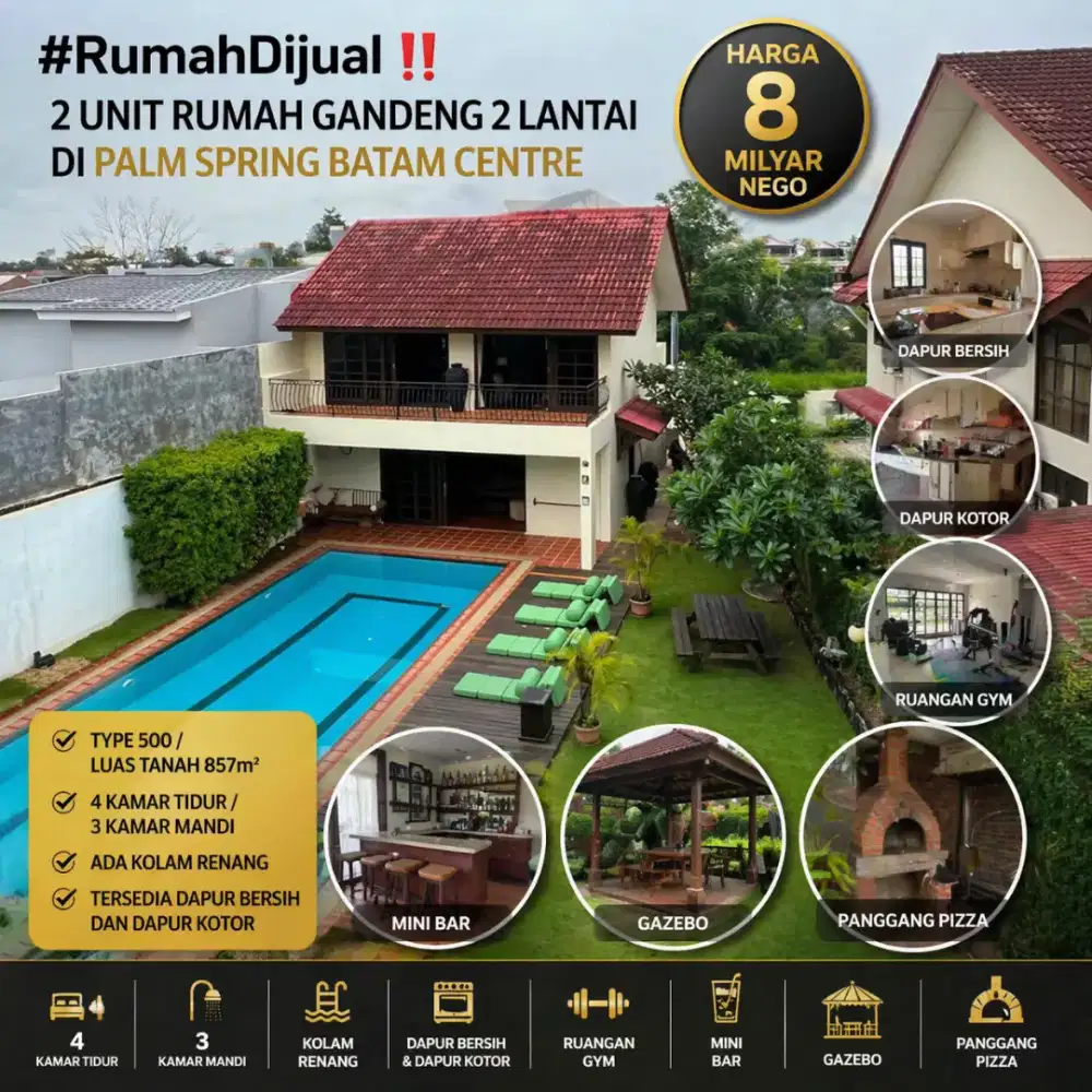 2Unit Rumah Gandeng 2 Lantai di PALM SPRING Batam Centre.