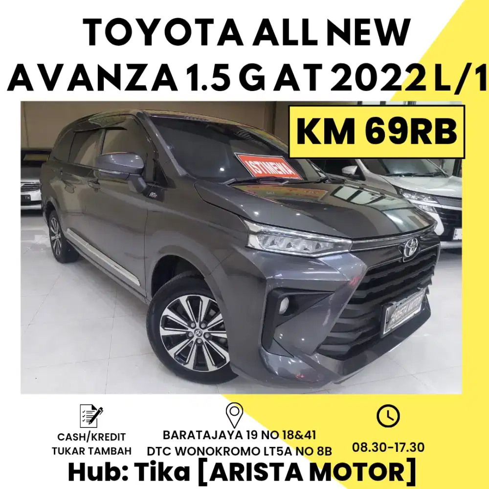 Toyota All New Avanza 1.5 G AT 2022 L/1 Cash-TT-Kredit WA Tika