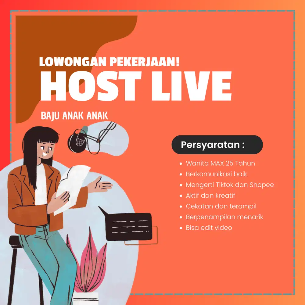 dicari hostlive dan konten kreator area kebayoran lama