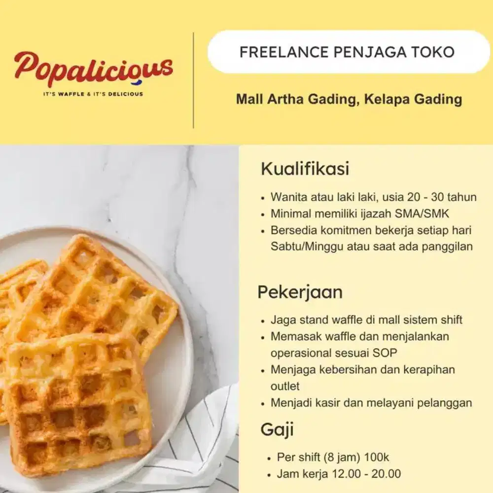 Lowongan Kerja Part Time Freelance di Mall Artha Gading Jakarta Utara