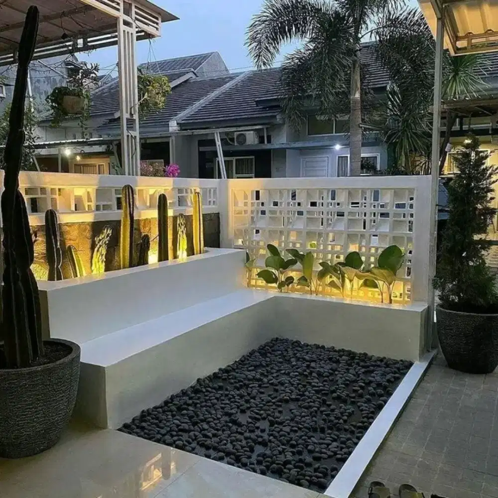 Taman minimalis-vertical garden-kolam hias