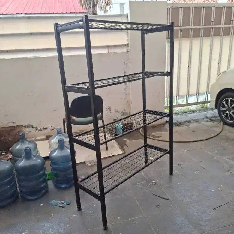 Jual Rugi Rak Besi 4 Ambalan Jaring-Jaring 100x151x35cm Bongkar Pasang