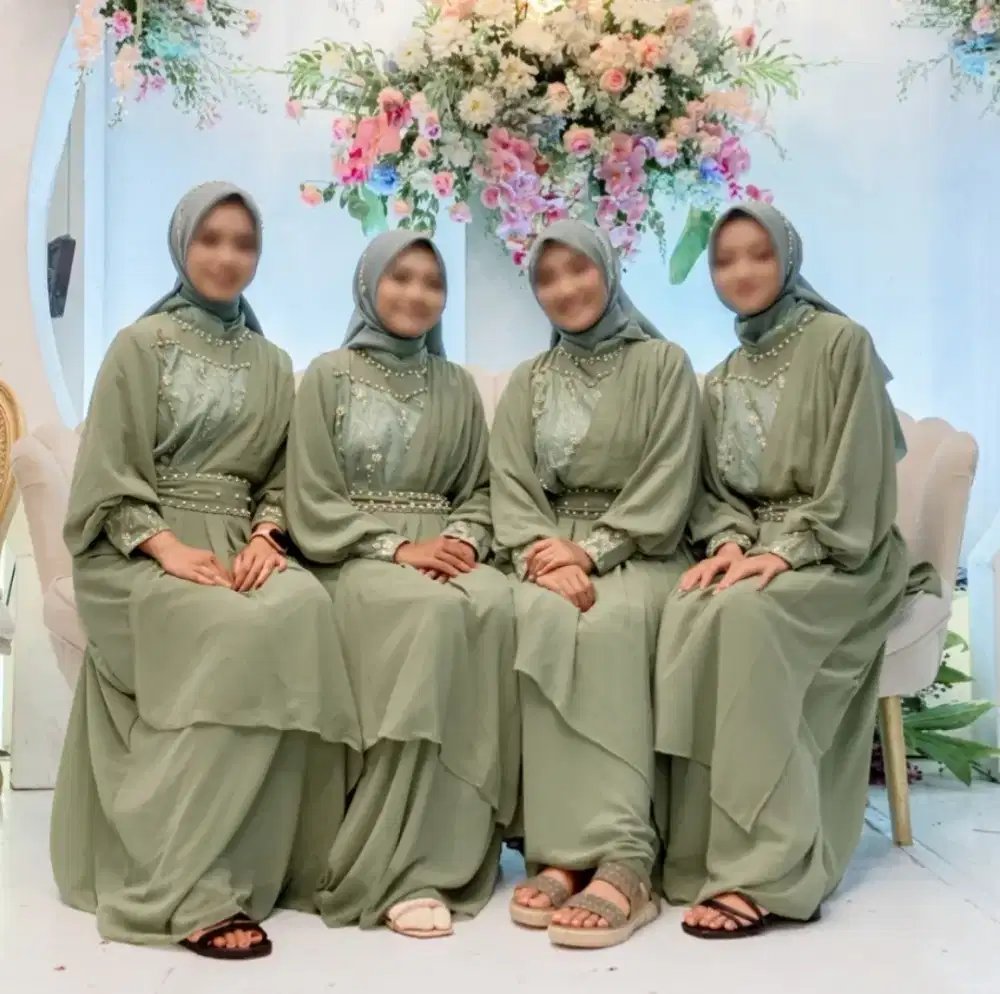 SALE dress gamis bridesmaid cantik hijau sage