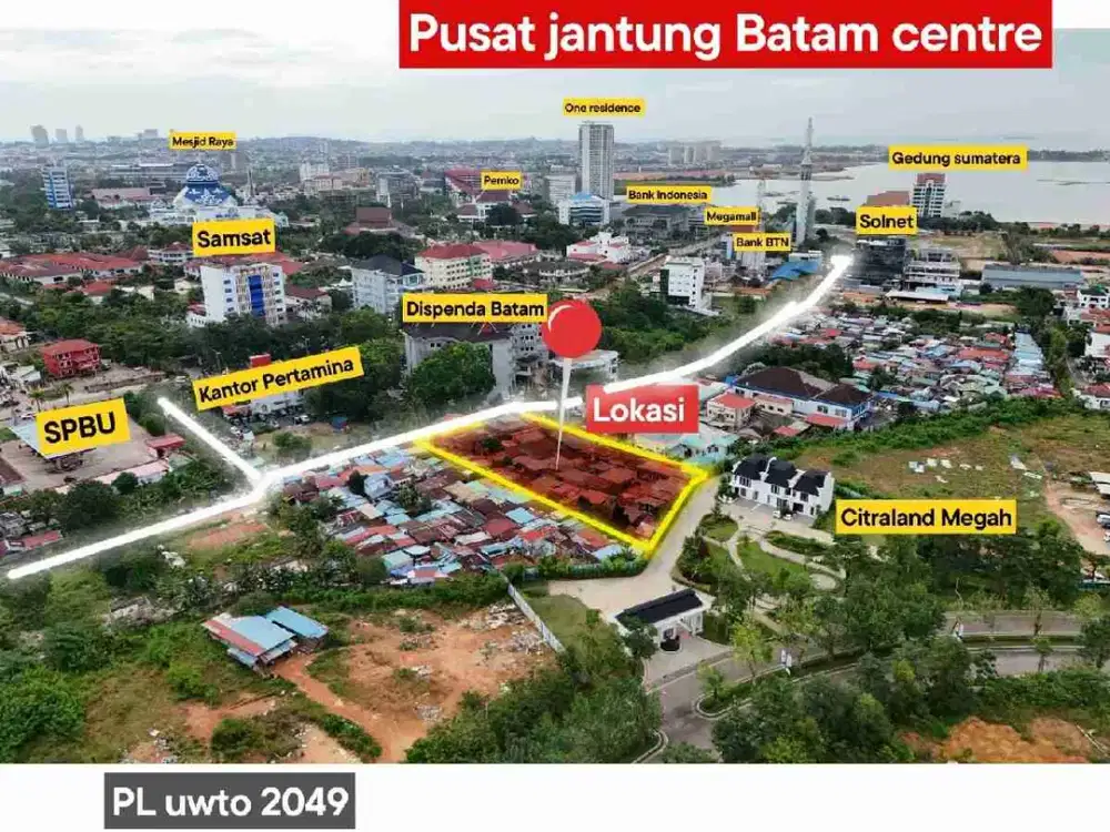 dijual Kavling komersial siap bangun 3240 M2 dekat Megamall Batam centre