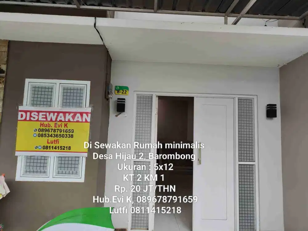 Di Sewakan Rumah minimalis, Desa Hijau 2, Barombong