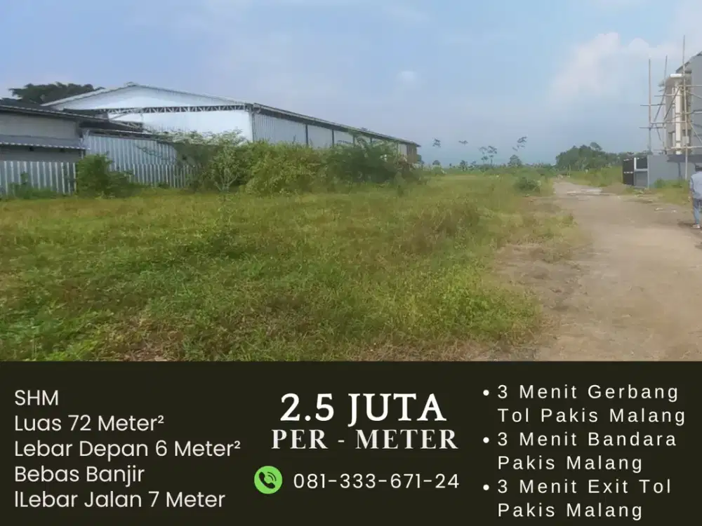 Jual Kavling Akses 2 Mobil 3 Menit Bandara Abd Saleh Malang