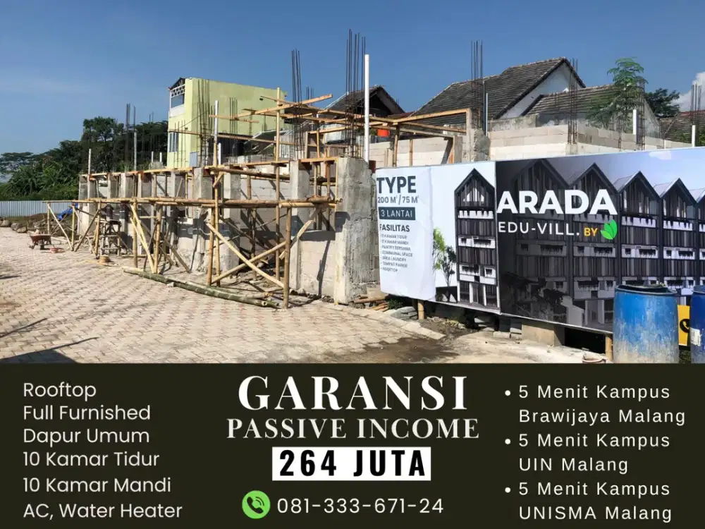 Jual Kos Premium Kamar Mandi Dalam Semua 5 Menit Kampus UB Malang SHM Pecah