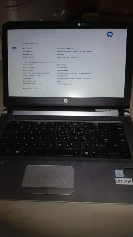 Jual laptop HP Probook 440 G3 corr i5 6200u