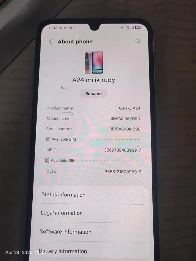 Samsung A24 4G 8/128gb ex sein komplit