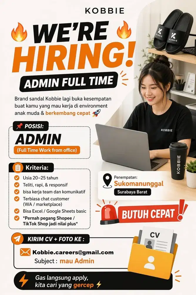 We're Hiring Admin Full Time