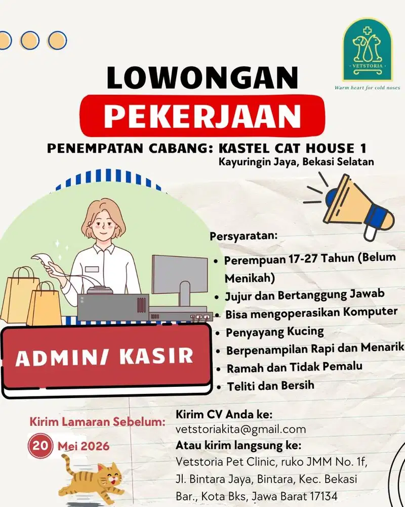Admin/ Kasir Klinik Hewan