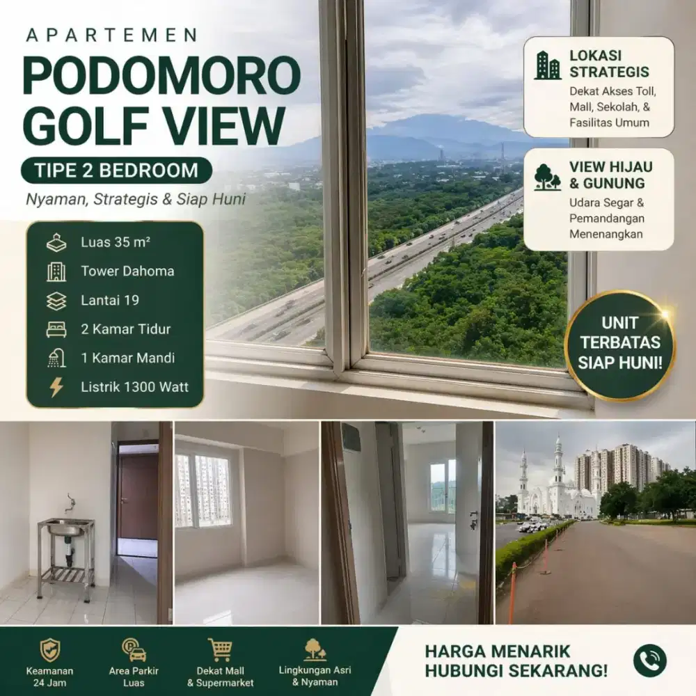 Jual Cepat BU Apartemen Podomoro Golf View