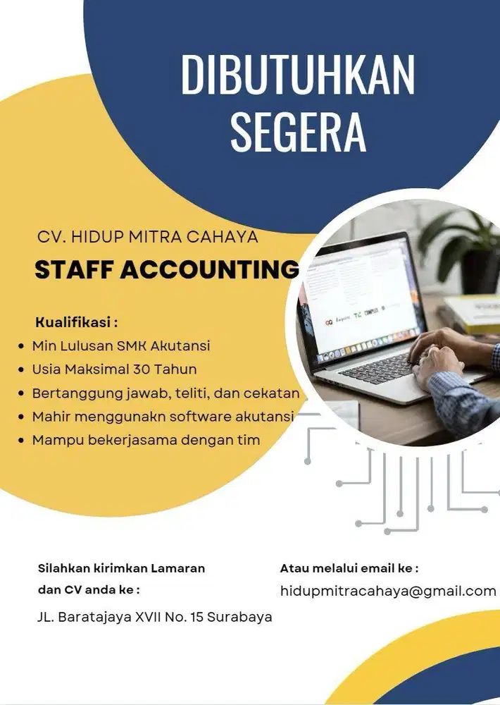 Lowongan Staff Admin Accounting - Purchasing