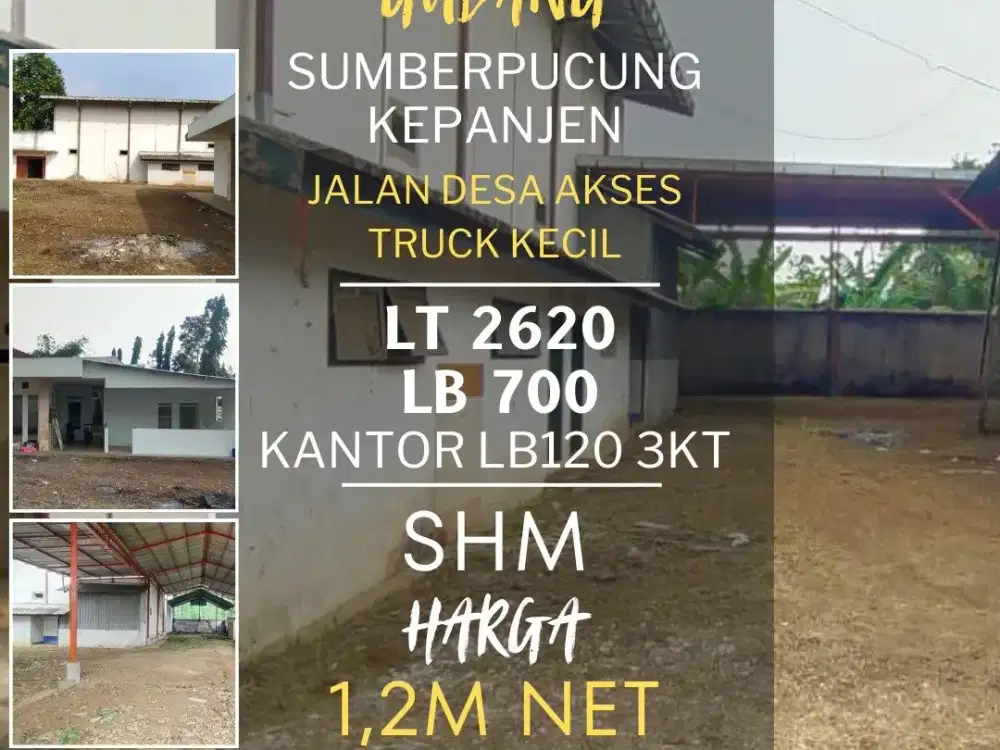 Gudang dijual di ngebruk kepanjen LT2600 hanya 1,2M akses jalan kampung