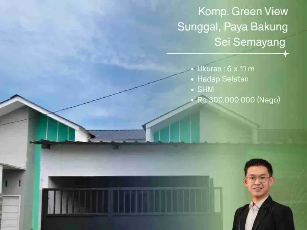 DI JUAL CEPAT VILLA MURAH DI KOMPLEK GREEN VIEW SUNGGAL, PAYA BAKUNG SEI SEMAYANG