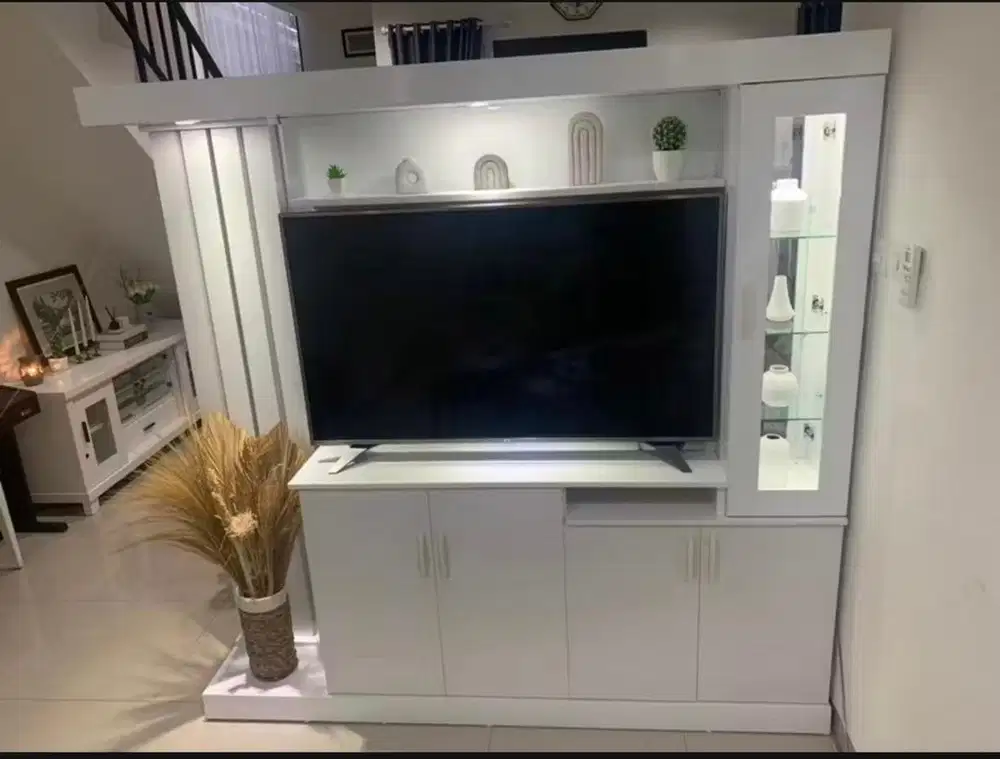 Lemari/buffet TV partisi 2 sisi serbaguna