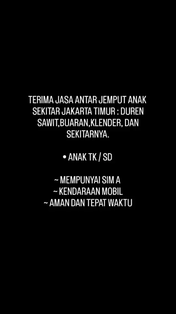 Jasa antar jemput sekolah anak