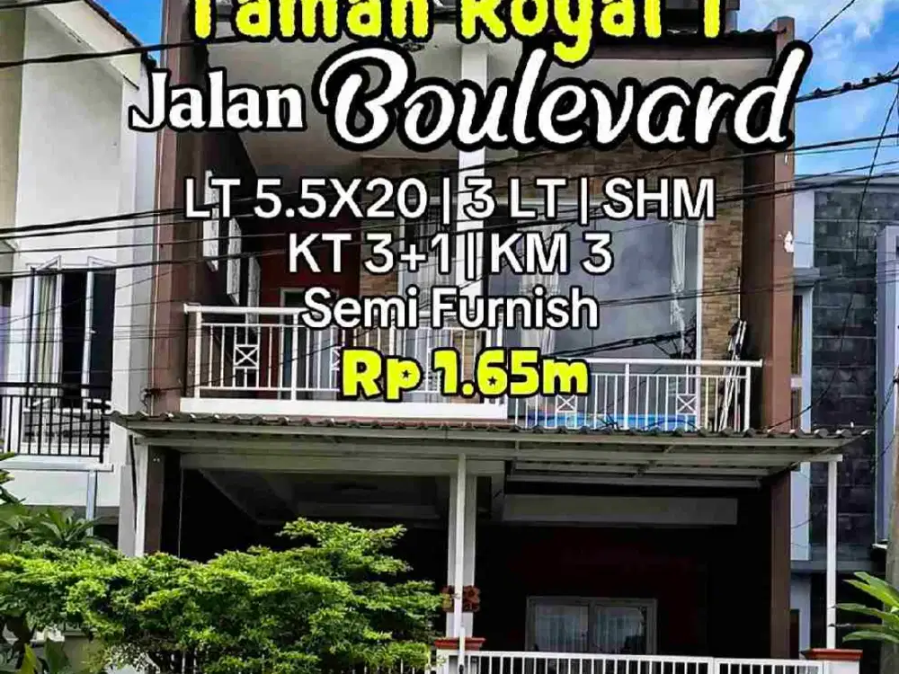 Wilson Rumah murah 3 lantai uk 5.5x20 di taman Royal 1